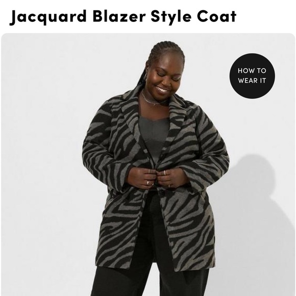 Torrid wool jacquard blazer style coat. 1X - Picture 2 of 13